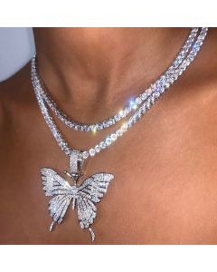 Temperament Single Layer Claw Chain Simple And Versatile Diamond Butterfly Necklace
