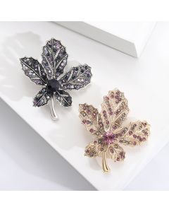 Women's Alloy Plant Diamond Maple Brooch