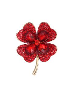  Creative Light Luxury High-End Four-Leaf Clover Brooch Amazon Hot New Product Copper Inlaid Zircon Brooch Factory Direct sales