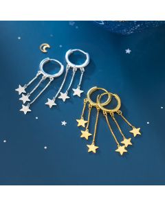 Fringed star pentagram earrings