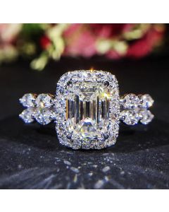Princess Square Simulation Diamond Ring