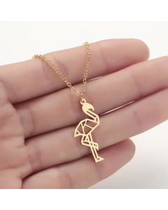 Origami Hollow Flamingo Necklace