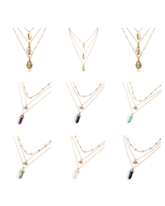 Shell three-layer pendant necklace