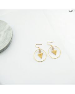 S925 Silver Needle Plated 14K Real Gold Agate Earrings