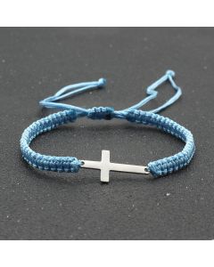 Simple Stainless Steel Cross Hand-woven Adjustable Red Rope Bracelet