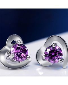 Cross Border Earrings Korean Asymmetric Love Inlaid Zircon Earrings Classic Girl Fashion Tremella Jewelry