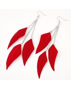 Feather Long Tassel Pendant Earrings