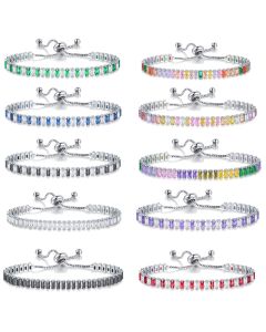 Colorful Zircon Tennis Pull Bracelet Fashion Single Row Diamond Wristband Bracelet