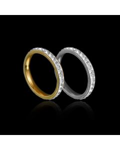 Single Row Stainless Steel Diamond Ring Tail Ring Full Diamond Ring