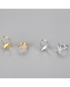 Light Luxury Style Diamond-Studded Star Earrings Female S925 Sterling Silver Shiny Zircon Six-Pointed Star