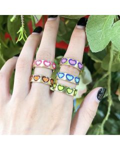 Sweet Love Contrast Oil Dropping Plain Ring