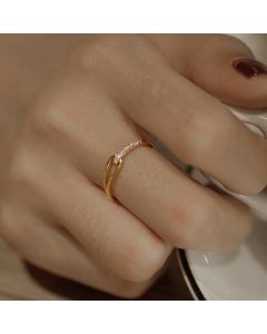 Simple Temperament Cross Ring Women's Exquisite Zircon