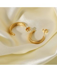 18K Gold-plated Croissant Earrings Stainless Steel Thin C-shaped Hoop Earrings Female Jewelry