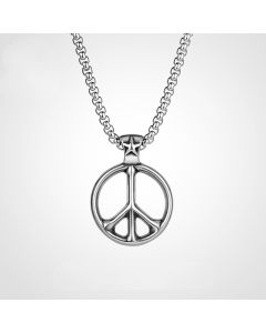 Anti-war peace sign vintage titanium steel necklace