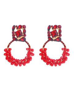 Fashion Earrings Retro Colored Diamond Exaggerated Round Earrings