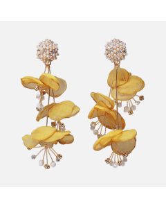 Alloy Rhinestone Handmade Flower Lace Earrings