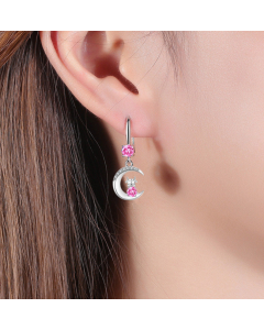 925 Silver Korean Women'S Diamond-Studded Zodiac Ox Mid-Length Earrings Personality Earrings Cross Border Explosion Earrings
