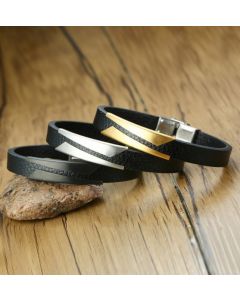 Stainless Steel Microfiber Leather Bracelet