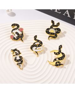 Cartoon Cute Snake-shaped Surround Alloy Brooch Men And Women Couples Dripping Oil Badge Accessories