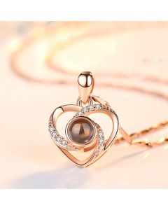Projection Necklace Heart Shape 100 Languages I Love You Necklace