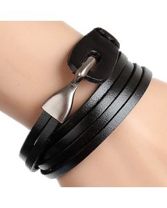 Retro Leather Bracelet 3-ring Winding Leather Hand Strap Hook Wrist Strap Metal Hook Buckle