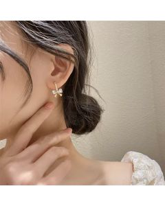 Petite Sterling Silver Bow Zirconia Stud Earrings