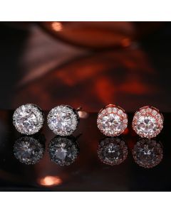 Fashion All-match Round Micro Zircon-encrusted Stud Earrings Ornament