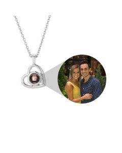 S925 Silver Romantic Colorful Photo Projection Necklace Heart Shaped Pendant Necklace