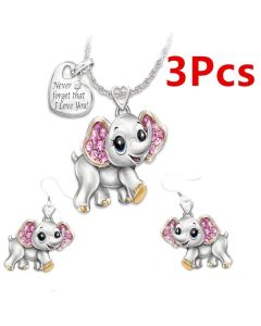 Two-tone owl bee necklace earring set