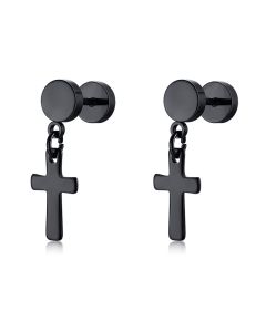 Stainless Steel Men's Trend Cross Dumbbell Earrings