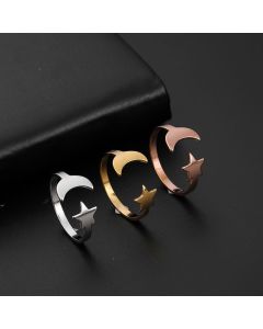 Foreign Trade New Jewelry European And American Creative Simple Jewelry Boutique Star Moon Open Ring Fashion Hollow Ring