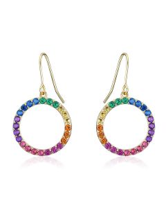 Ring Inlaid Colorful Zircon Earrings