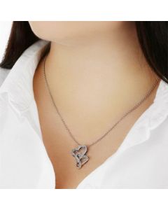 S925 Sterling Silver Double Love Heart Necklace