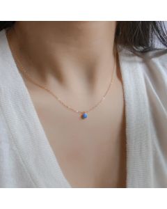 Sky Blue S925 Silver Pendant Blue Opal Stone Necklace