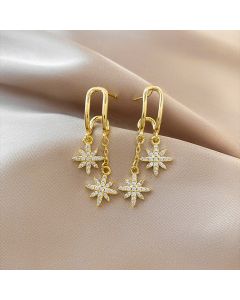 Long Star Pearl Pendant Stud Earrings