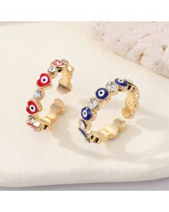 Vintage Personality Rhinestone Eye Ring Peach Heart