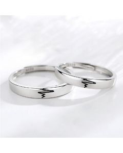 Love Black And White Electrocardiogram Couple Ring