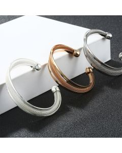 Twist Net Open-ended Bracelet Personality Wide Edge Twist Line Adjustable Metal Hand Ring