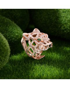 Leopard Head Ring Micro-inlaid Full Diamond Sterling Silver
