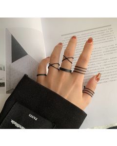 Geometric Cross Ring Retro Personality Six-piece Metal Set