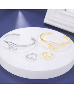 Titanium Steel Horus Eye Open-ended Bracelet Opening Ring Set