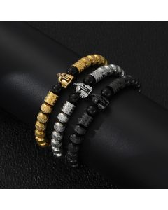 New Retro Knight Helmet Stainless Steel Mesh Woven Men's Bracelet