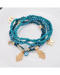 Fashion All-match Summer  Multi-layer Beaded Bracelet Palm Butterfly Buddha Heart Bracelet