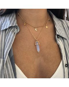 Fashionable Simple Moon Hexagonal Column Pendant