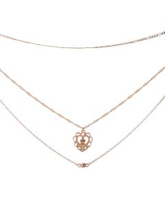 Cross Peach Heart Pendant Layered Multi-Element Necklace