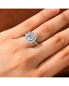 Women's Minimalist Moissani Diamond Sterling Silver Ring