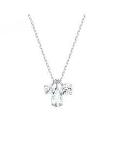 Elegant And Intellectual Three Drop Round Diamond Design Necklace And Earrings Three-piece Set Temperament Silver Clavicle Chain Female