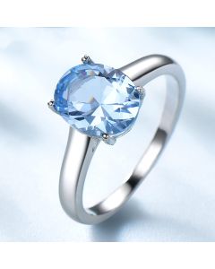 S925 Sterling Silver Female Blue Topaz Romantic Ring Fashion Jewelry