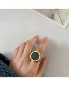 Fashion Creative Geometric Glossy Black Onyx Ring