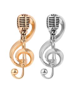 Retro microphone music brooch